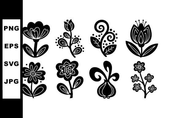 Black Decorative Floral Elements Vector: Elegant Design Assets
