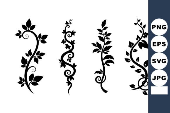 Elegant Decorative Floral Vine Vector Silhouette