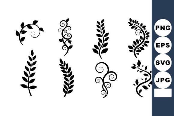 Elegant Nature-Inspired Graphics: The Decorative Black Silhouette Leaf