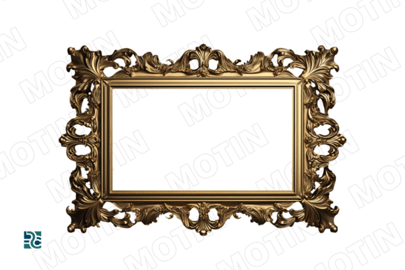 Elevate Your Design with Decorative Gold Frame PNG