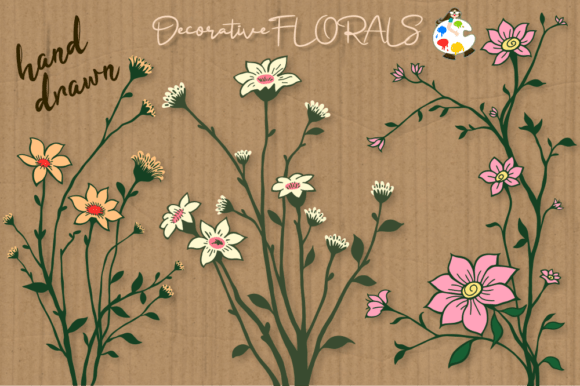 Hand Drawn Decorative Floral Vectors: Authentic Botanical Charm