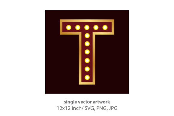 Lights Bulbs Inside Decorative Letter T: A Creative Design Asset