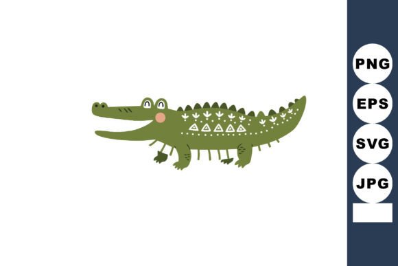 Playful Branding: The Crocodile Animal with Decorative Pattern Vector