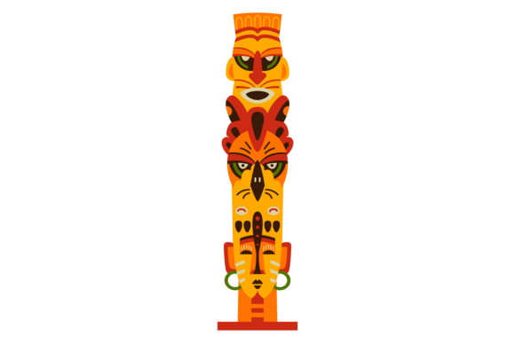Tribal Decorative Pole: Ancient Color He