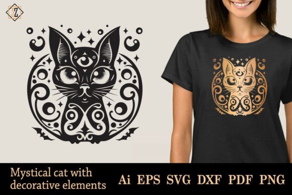 Unveiling the Mystical Cat with Decorative Elements